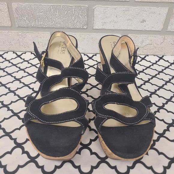 Guess by Marciano Black Wedge Sandal Size 9.5 - Picture 2 of 10